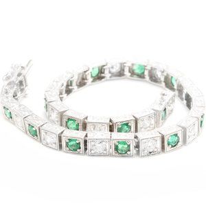 4.70Ct Natural Emerald& Diamond 14KW Gold Bracelet